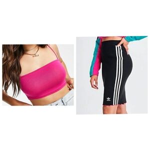 Adidas Black and White Athletic Skirt XS And Pink Tube Top XS Set NWOT